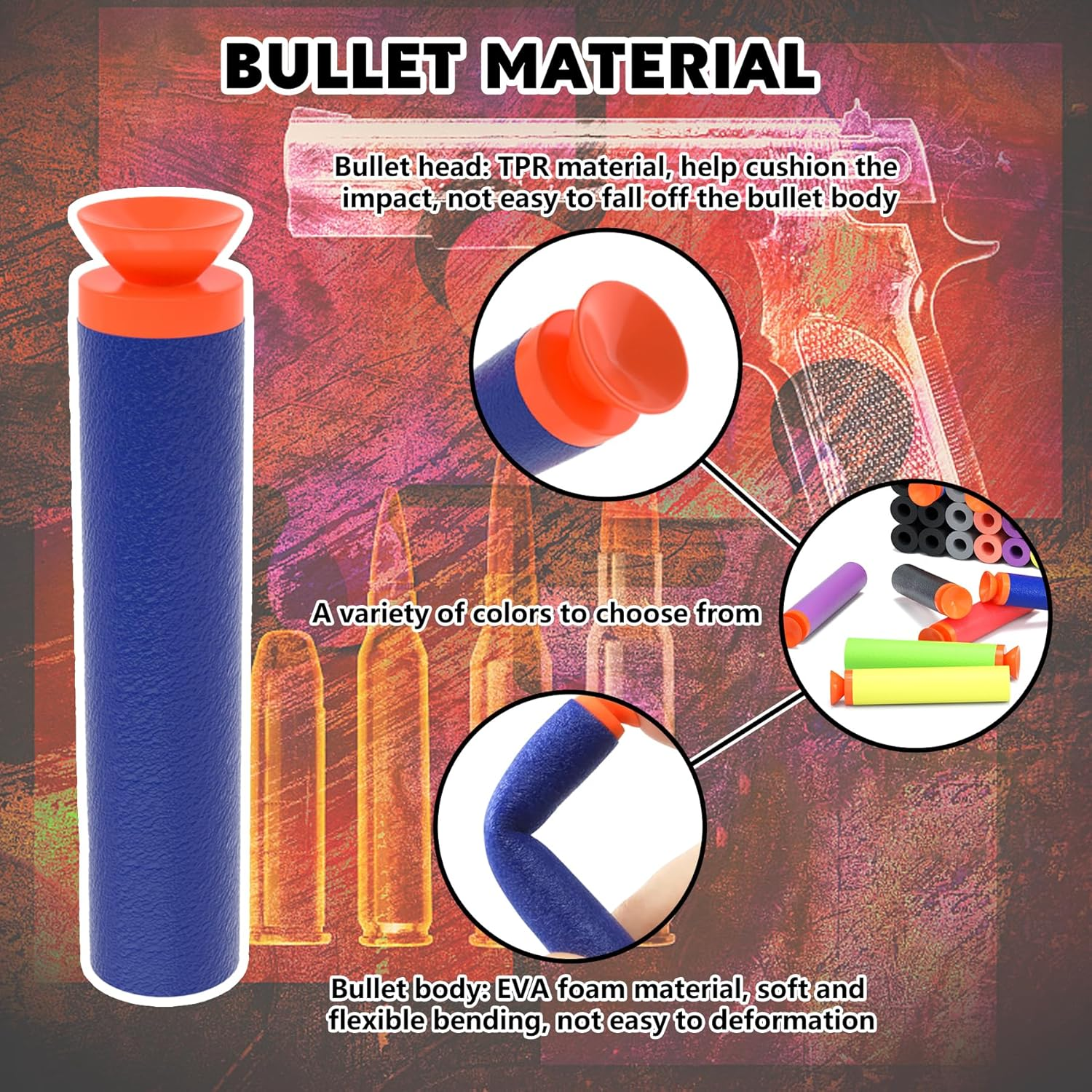 BOROLA Refill Bullet Darts Compatible for Nerf Elite Series Blasters Kid Toy Gun