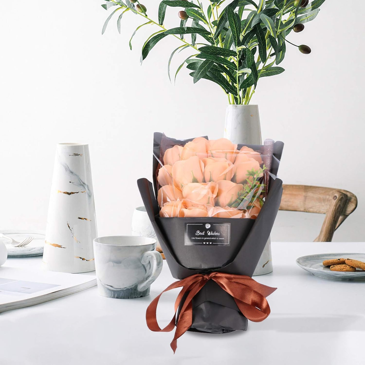 Cabilock Soap Rose Bouquet Decorative Soap Flower for Woman Birthday Mothers Day Bouquet image number 2