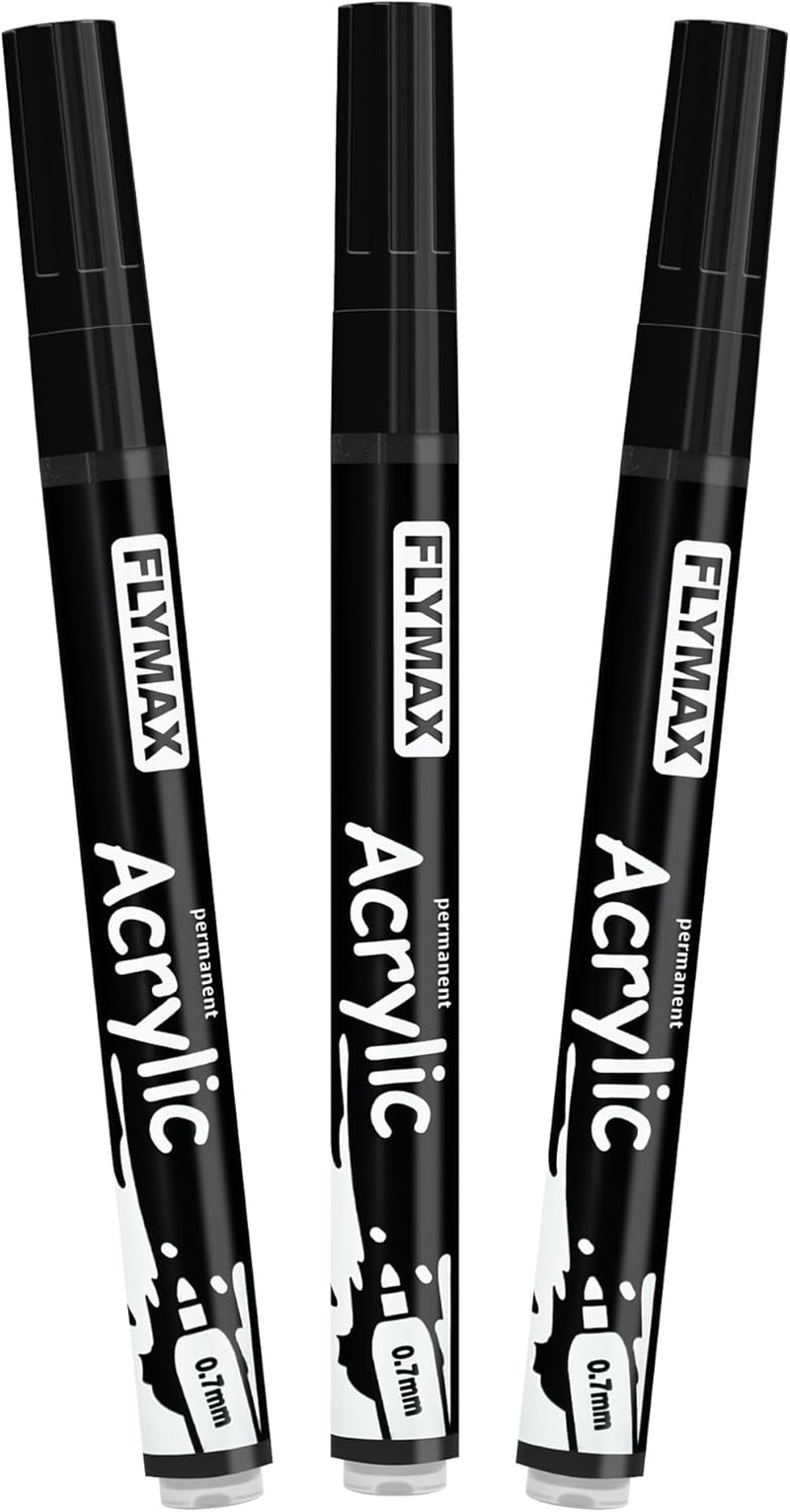 White Marker Paint Pens 0.7Mm- Permanent Marker Pens White Acrylic Paint Water-Based Fine Tip Waterproof Quick-Drying (3 in 1Pack)