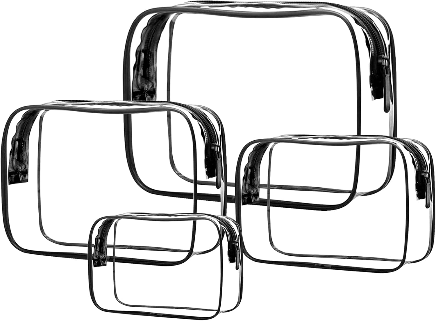 Clear Makeup Bags Set, 4 PVC Zippered Toiletry Carry Pouch, Travel Toiletries Bag, Portable Cosmetic Makeup Organizer Case, for Vacation, Bathroom and Organizing image number 6