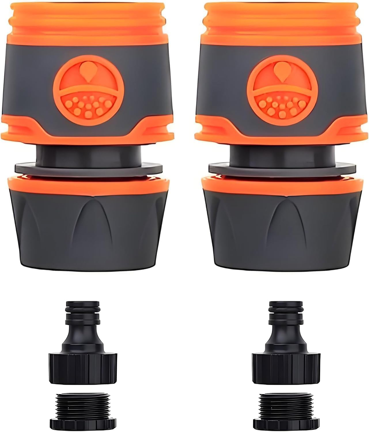 4 Pack 13 Mm (1/2 Inch) Garden Hose Quick Connector Set, for Begin and End Repair, Fits All Original System Parts, Hose Fitting Extender