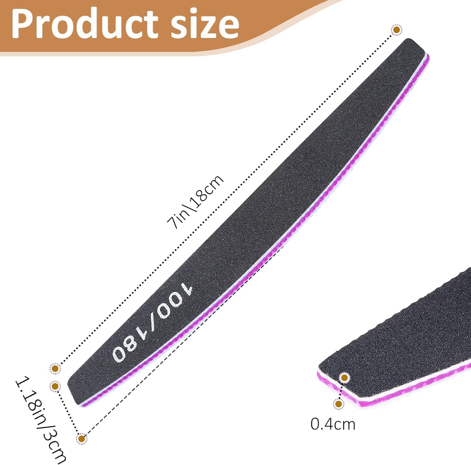 Nail Files, Professional Nail Files,12Pcs 100/180 Grit Double-Sided Emery Board Nail File Set, Washable Nail Files Tools for Manicure image number 4