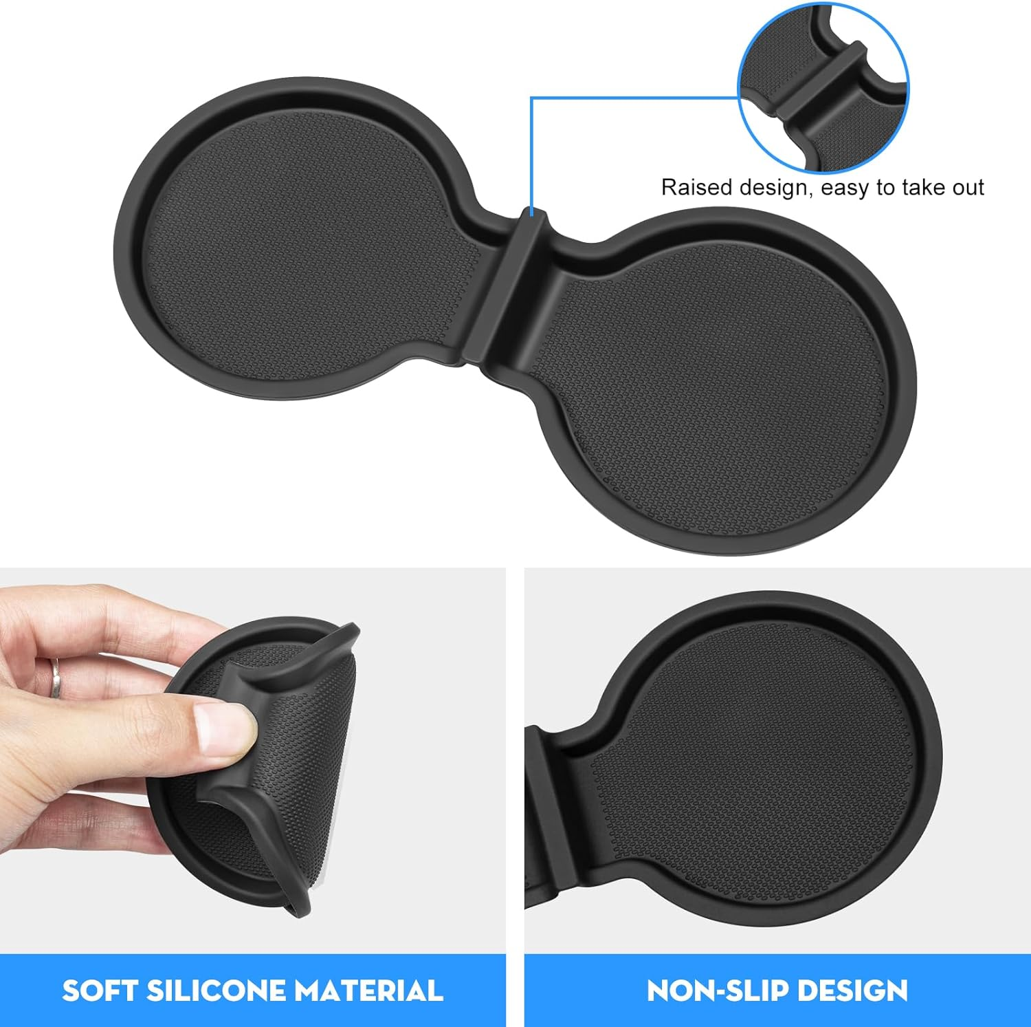 For Tesla Model 3 2024 Cup Holder Insert TPE Center Console Drink Holder Accessories Compatible with Tesla Model 3 Highland 2024 image number 3