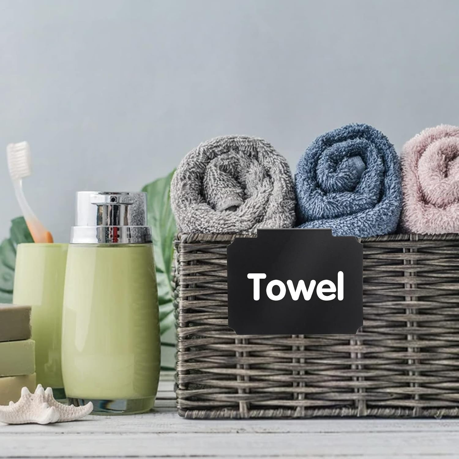 12 Pieces Basket Labels Clip on Set, Include 10 Pcs Kitchen Clip Label Holder Removable Pantry Basket Labels with 2 Pieces White Chalk Marker for Storage Bins Organization Box (Black) image number 5