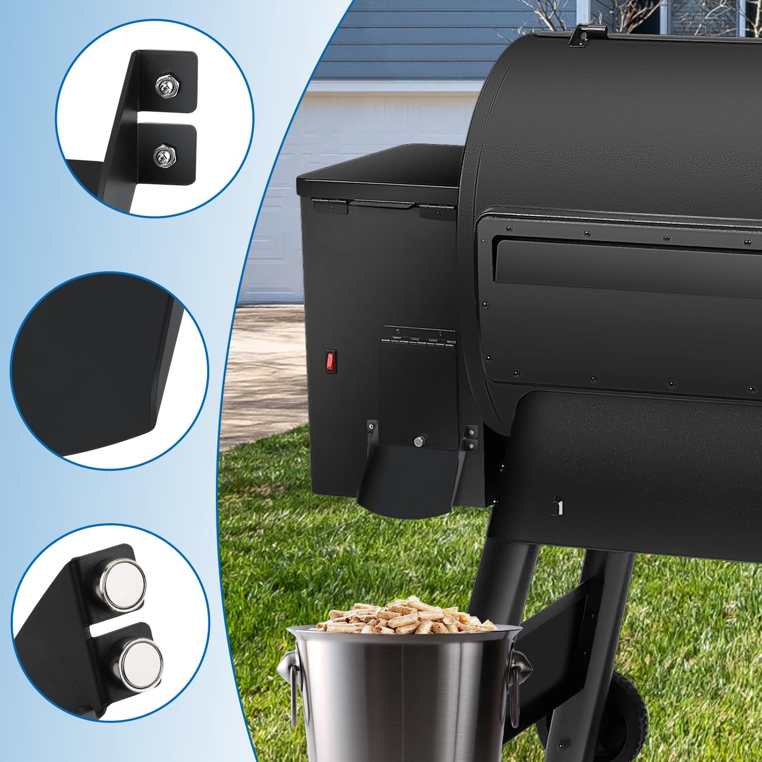 Magnetic Pellets Helper Chute for Traeger Grill, Pellet Discharge Metal Accessory for Traeger Grill Cleanout from Picking up Fallen Pellets, for Traeger Ironwood 885, Pro Series 34, Pro 780 Grills