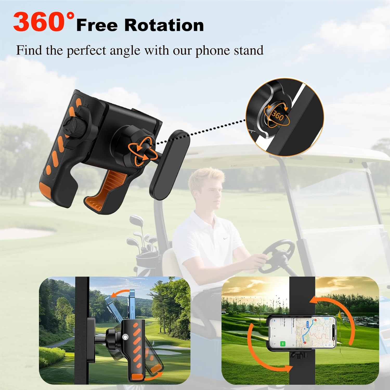 Magnetic Golf Cart Phone Holder &ndash; Strong N52 Magnet Phone Mount Compatible with Club Car, Fits All Smartphones, Golf Phone Caddy Accessory for Men & Women