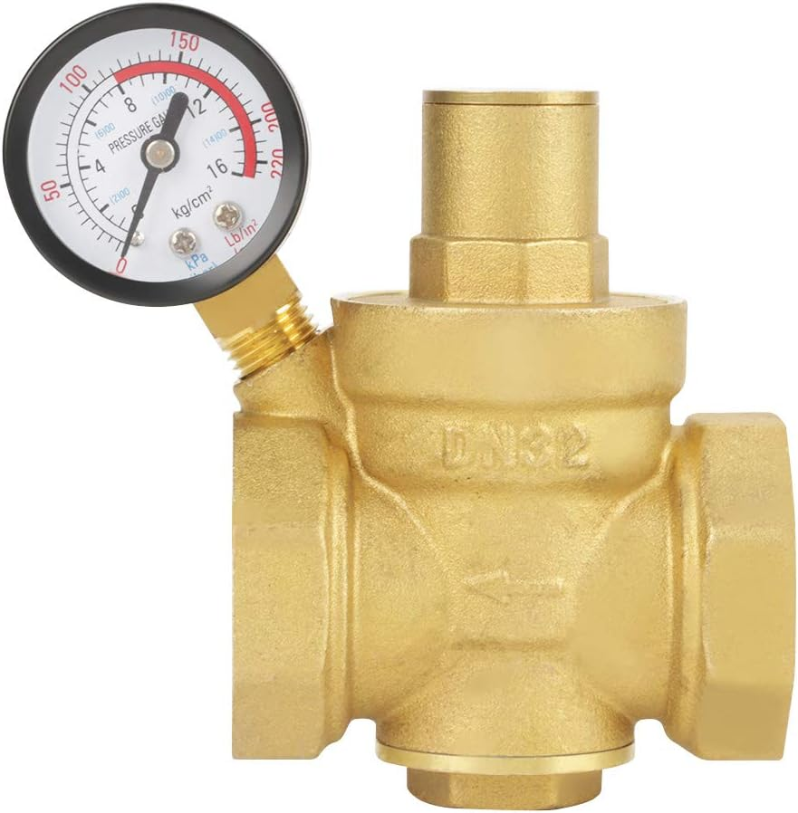Pressure Reducing Valve Adjustable Water Control Regulator Brass BSP DN32 with Gauge Meter image number 4