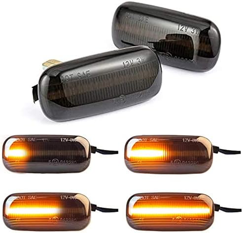 2 Pieces Led Dynamic Side Marker Turn Signal Light Sequential Blinker Lights for Au Di A3 S3 8P A4 S4 RS4 B6 B7 B8 A6 S6 RS6 C5 C7 2003-2011 Black Indicator Lamp image number 3