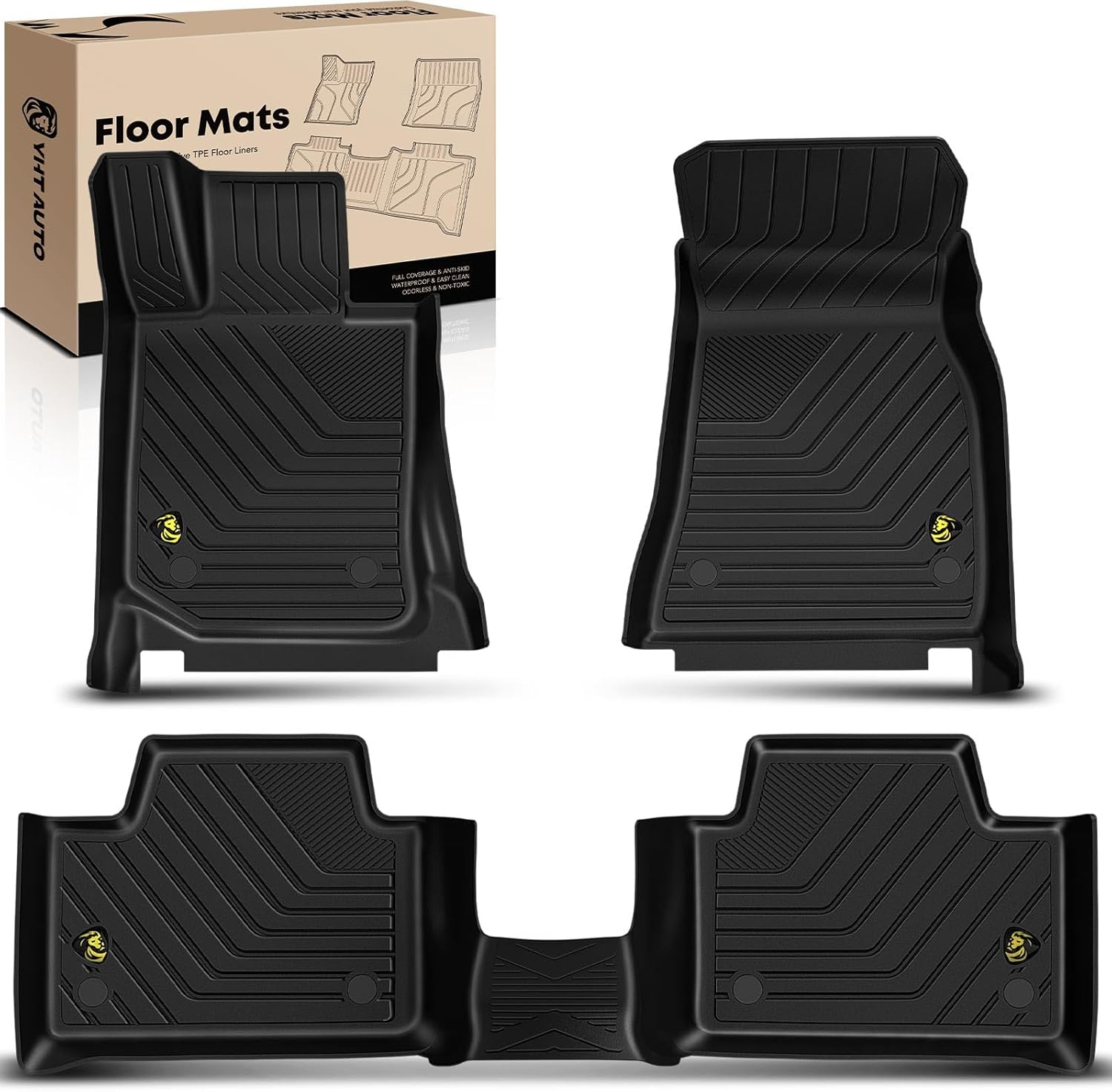 YHTAUTO Floor Mats Fit 2019-2025 BMW 3 Series, TPE All Weather Car Mats Waterproof Anti-Slip Odorless Floor Liner, Interior Car Accessories Front & 2Nd Row Liner image number 6