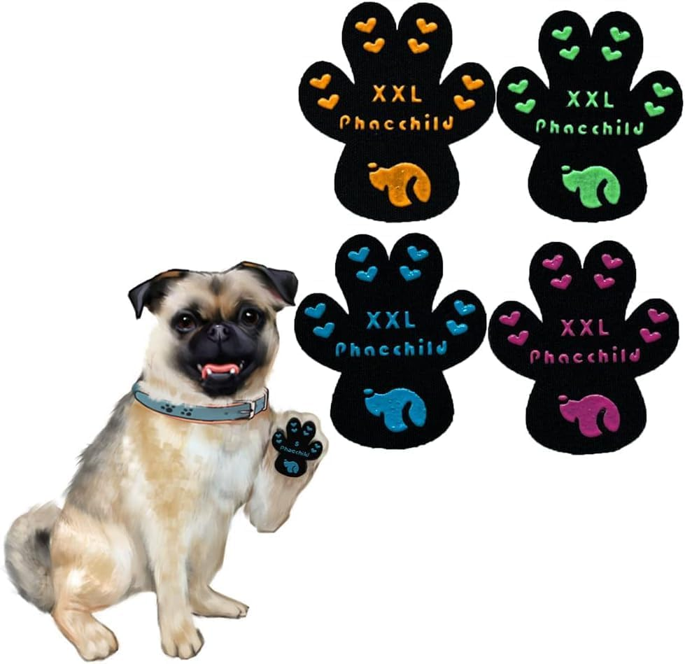Phaechild Dog Paw Pads Anti-Slip Grips,Dog Paw Protectors for Senior Dogs on Hot Pavement 20 Sets 80 Pads Multicolor S