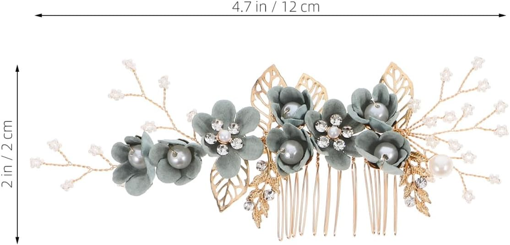 Hemobllo Set of 4 Wedding Hair Comb Clips, Bridal Hair Accessories, Rhinestone Hairpiece, Sage Green Hair Accessories for Women and Girls image number 6