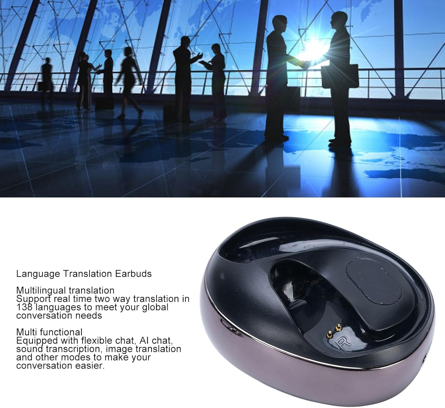 Jectse AI Translation Earbuds, Multifunctional Sound Transcription Image Real Time Chat Headphones, 138 Languages Powerful AI, Waterproof Long Battery Life image number 3