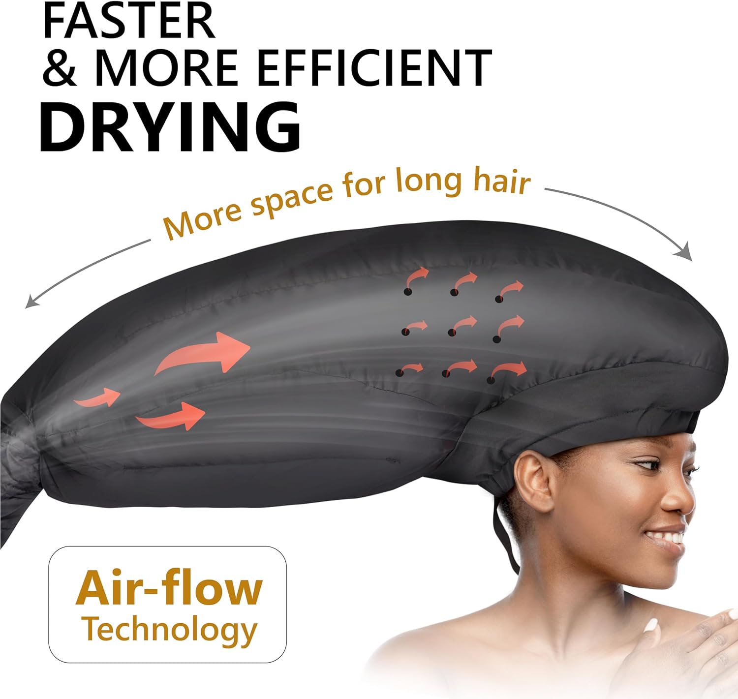 Large Hooded Hair Dryer Bonnet W/Integrated Headband - Reduces Heat Exposure around Ears & Neck - Enhanced Size for Use with Rollers, Speeds up Drying Time, Safe Deep Conditioning at Home, Adjustable image number 5