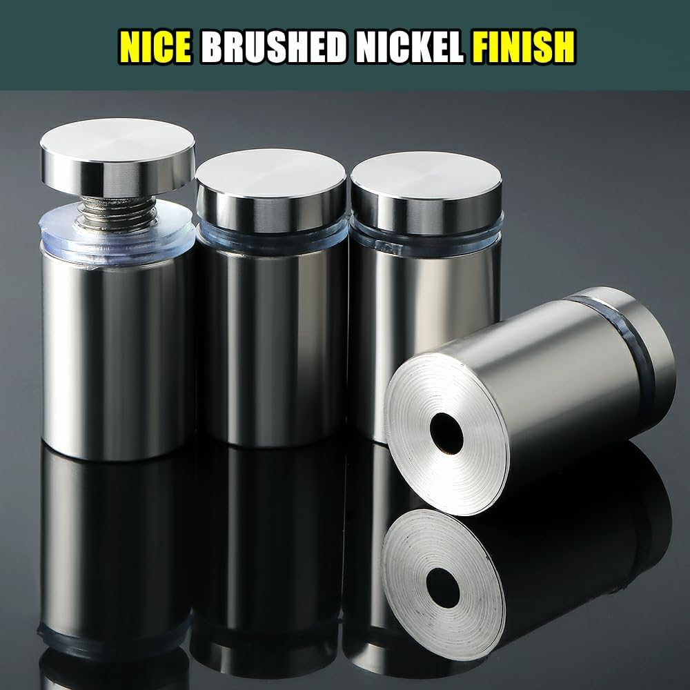 Alise 3/4"X1" Sign Standoff Screws,Wall Mount Glass Standoff Advertising Nail for Hanging Acrylic Picture Frame Glass Acrylic Signs,Stainless Steel Sign Mounting Bracket Hardware,Brushed,Pack of 8 - Black image number 7