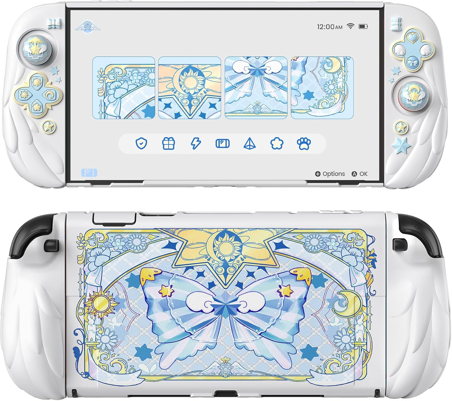 Playvital Magic Wings Silicone Grip Case for Nintendo Switch 2 &ndash; Dockable Anime Protective Cover with Extra Adjustable Stand & Thumb Grips - Pink