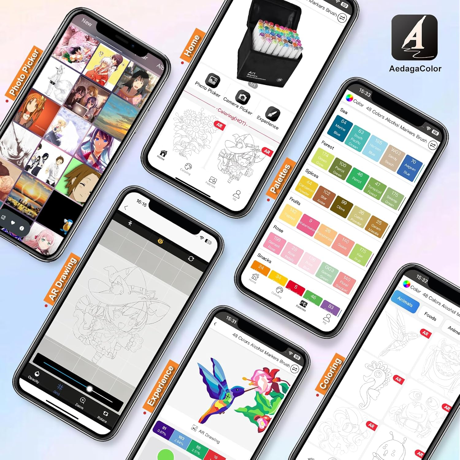 168 Colors Alcohol Brush Markers with Free App,Dual Brush & Chisel Tips Blender Art Markers for Adults and Kids, Alcohol Based Markers Dual Tips for Painting, Sketching, Drawing image number 6