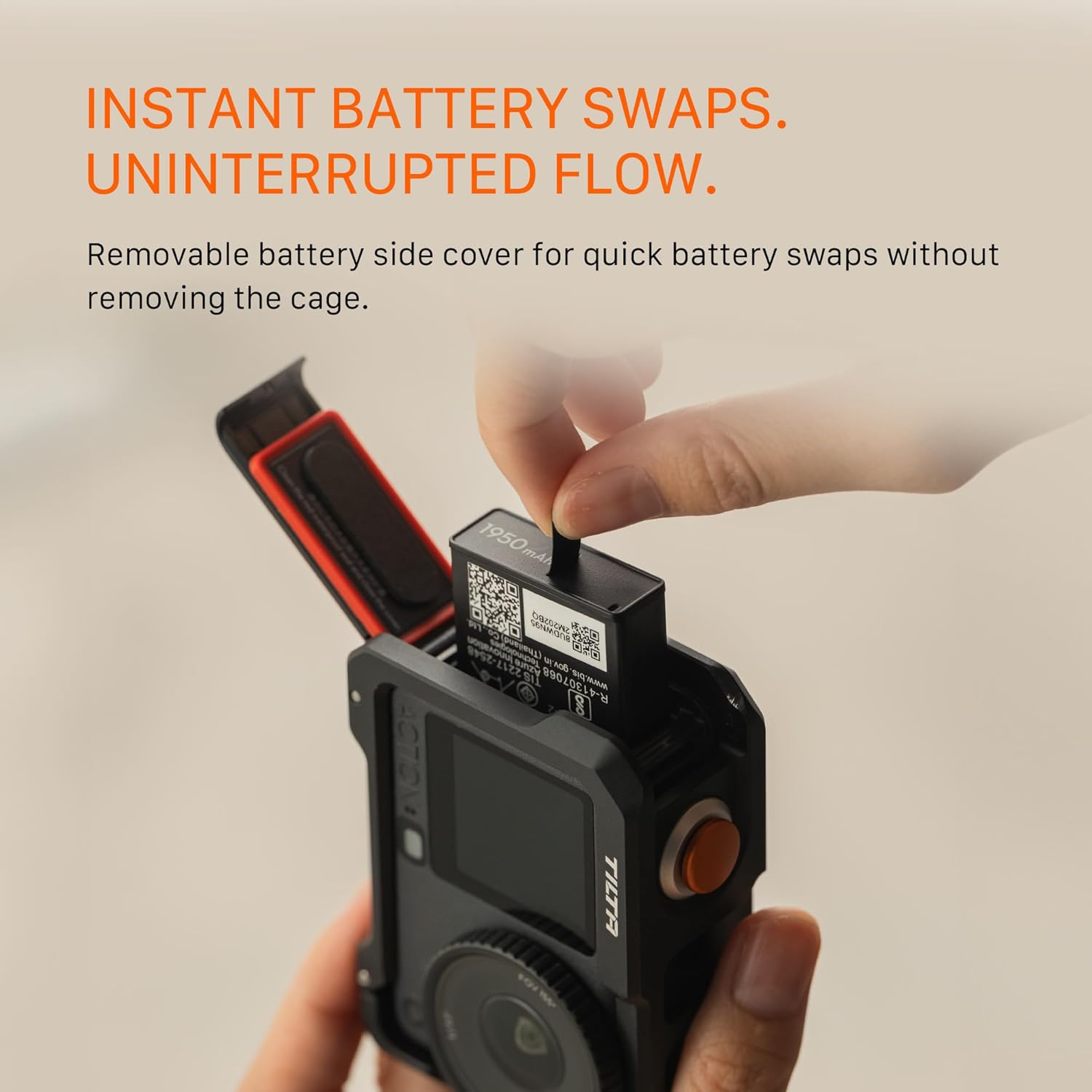 Tilta Full Camera Cage Compatible with DJI Osmo Action 6 | 1/4"-20 Thread with Locating Points | Cold Shoe Receiver | Button Extension | Battery Door & Card Slot Open Access | Black image number 7