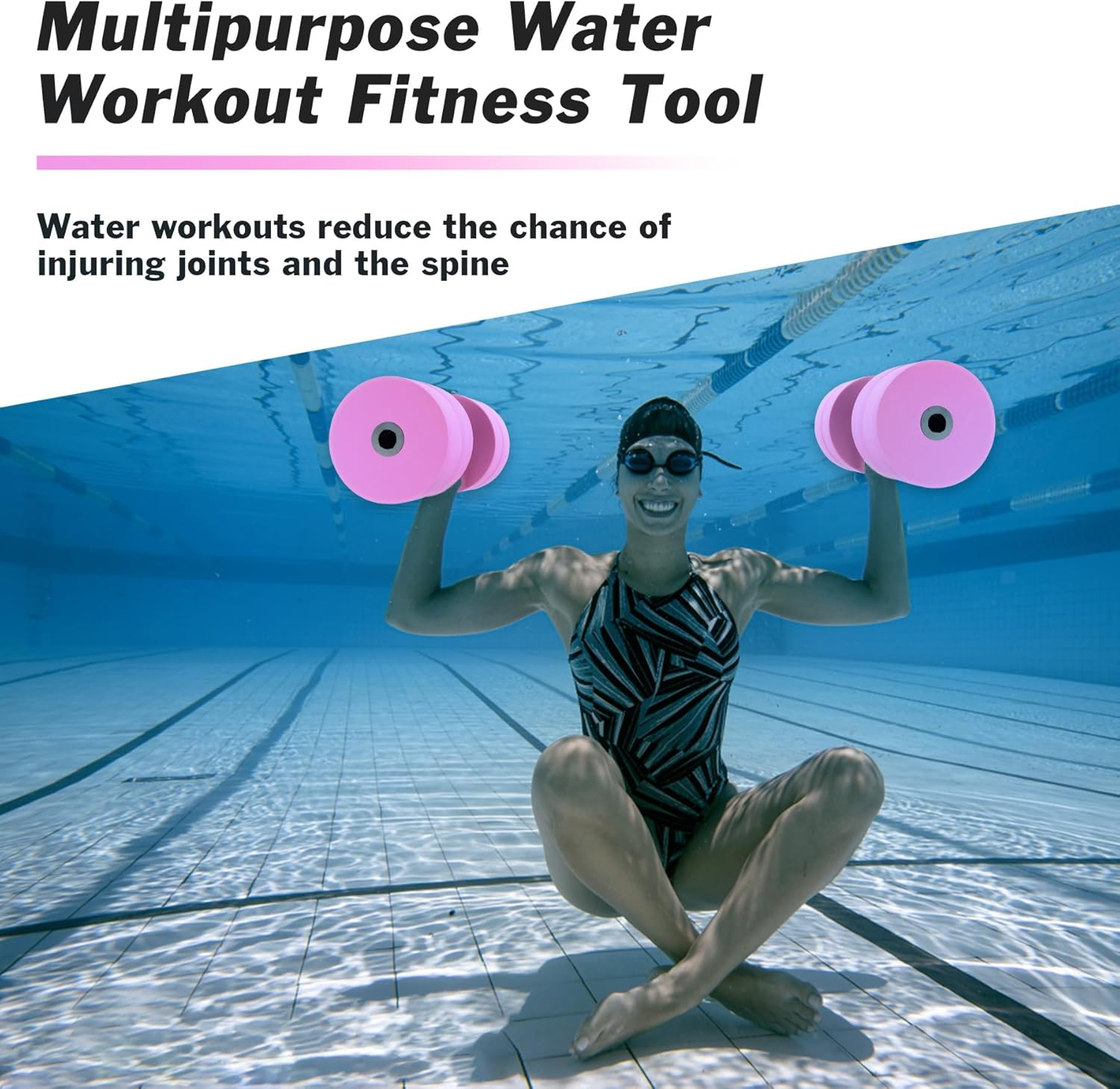 Hikeen Aquatic Exercise Dumbbells Water Dumbbell Pool Resistance Aquatic Fitness Barbells with 4 High-Density EVA Foam Pool Weights Dumbbells, for Water Aerobics Weight Loss image number 7