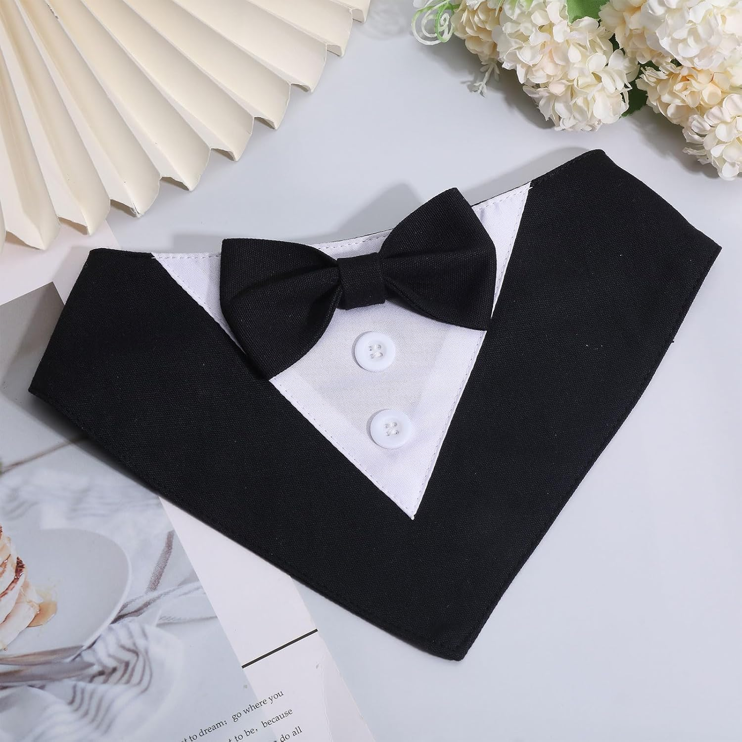 GLOBLELAND Dog Tuxedo Dog Wedding Bandana Collar with Bow Tie Adjustable Dog Collar Dog Birthday Costume Dog Bow Tie for Birthday Pets Dogs Dog Outfit Cosplay image number 4