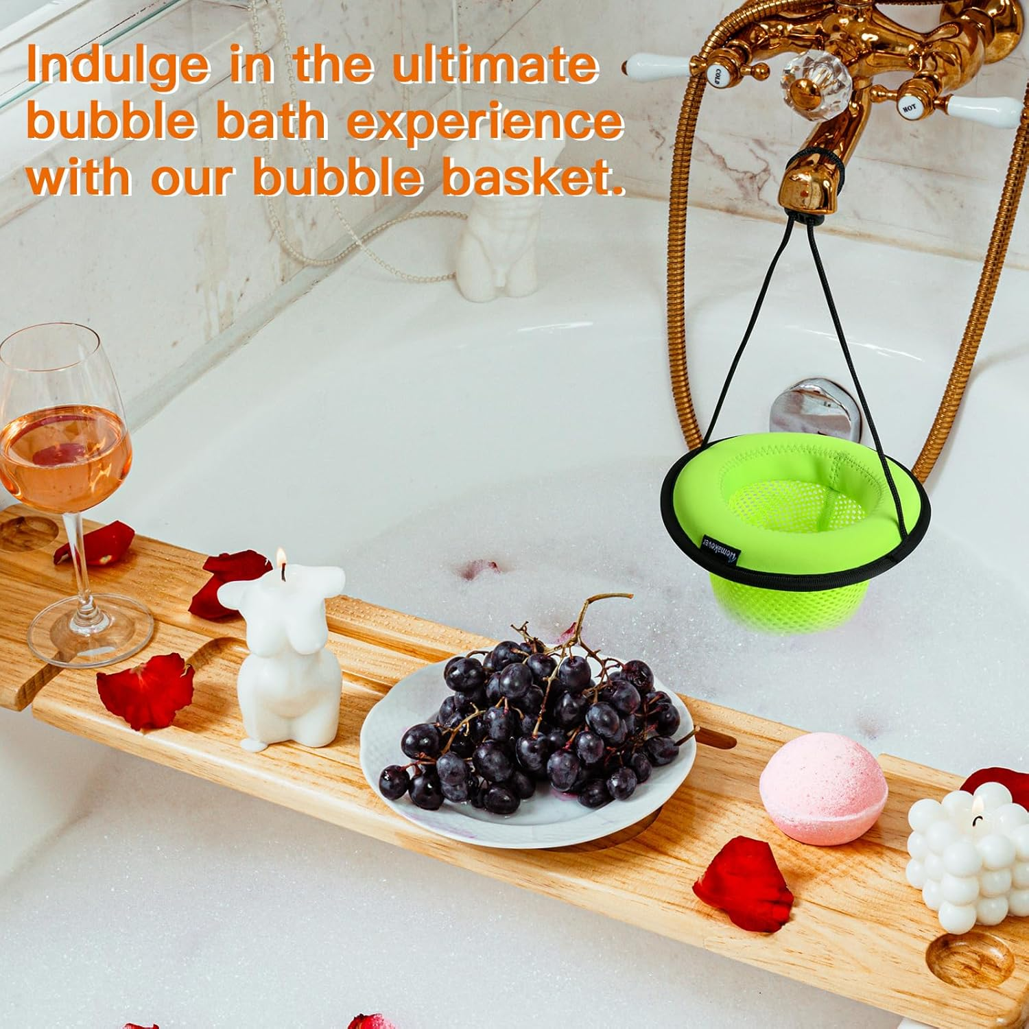 Neoprene Floating Bath Bomb Basket, Funny Bubble Bath Bomb Holder with Adjustable Strip Bath Bomb Container for Holding Bath Bombs, Fit for Girls and Women