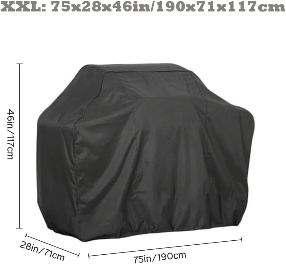 BBQ Grill Cover, 75 Inch Waterproof Burner Gas Grill Cover, Patio Barbecue Grill Cover for Char Broil, Windproof & Uv-Resistant, Gas Smoker Cover with Adjustable Drawstring (75X28X46Inch) image number 3