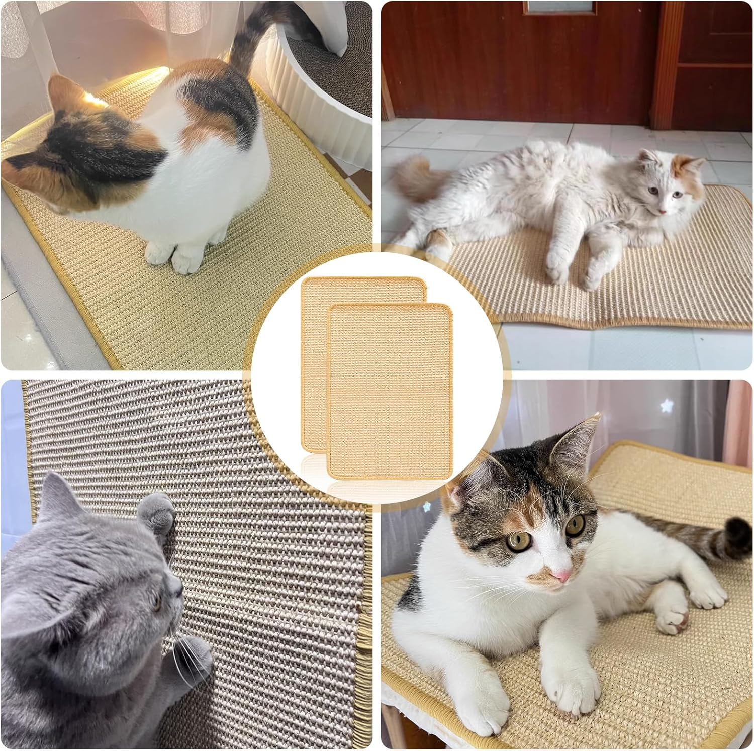 Pack of 2 Cat Scratching Mat, 60 X 40 Cm, Scratching Boards, Cat Sisal, Scratching Mat, Sisal Mat, Scratching Pads, Durable Cat Furniture Doormat, Cat Scratches for Sofa Furniture Doors, Carpets, image number 3