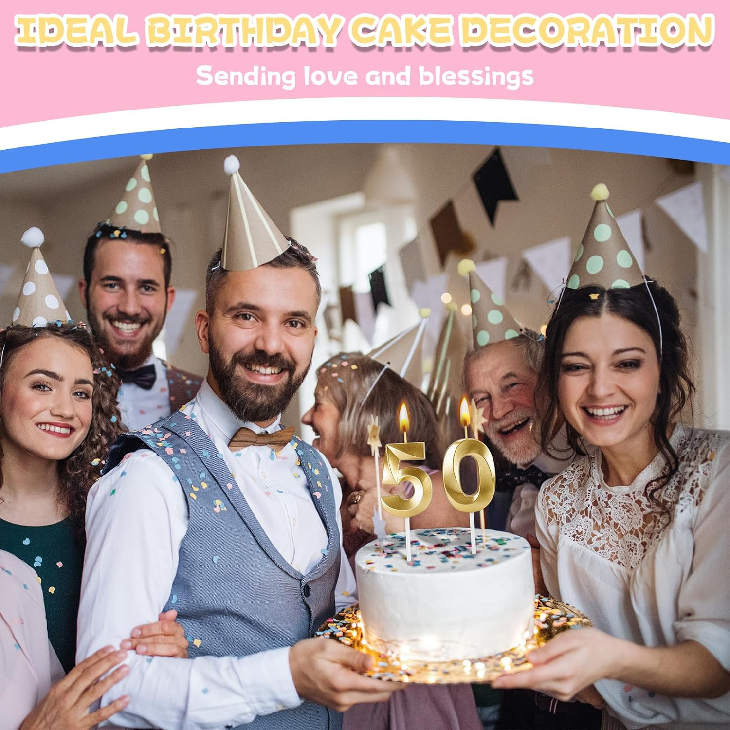 50Th Birthday Candles for Cake,Gold Number Candles for Happy Birthday Cake Toppers,Birthday Decorations for Her Him Party Anniversary Wedding image number 4