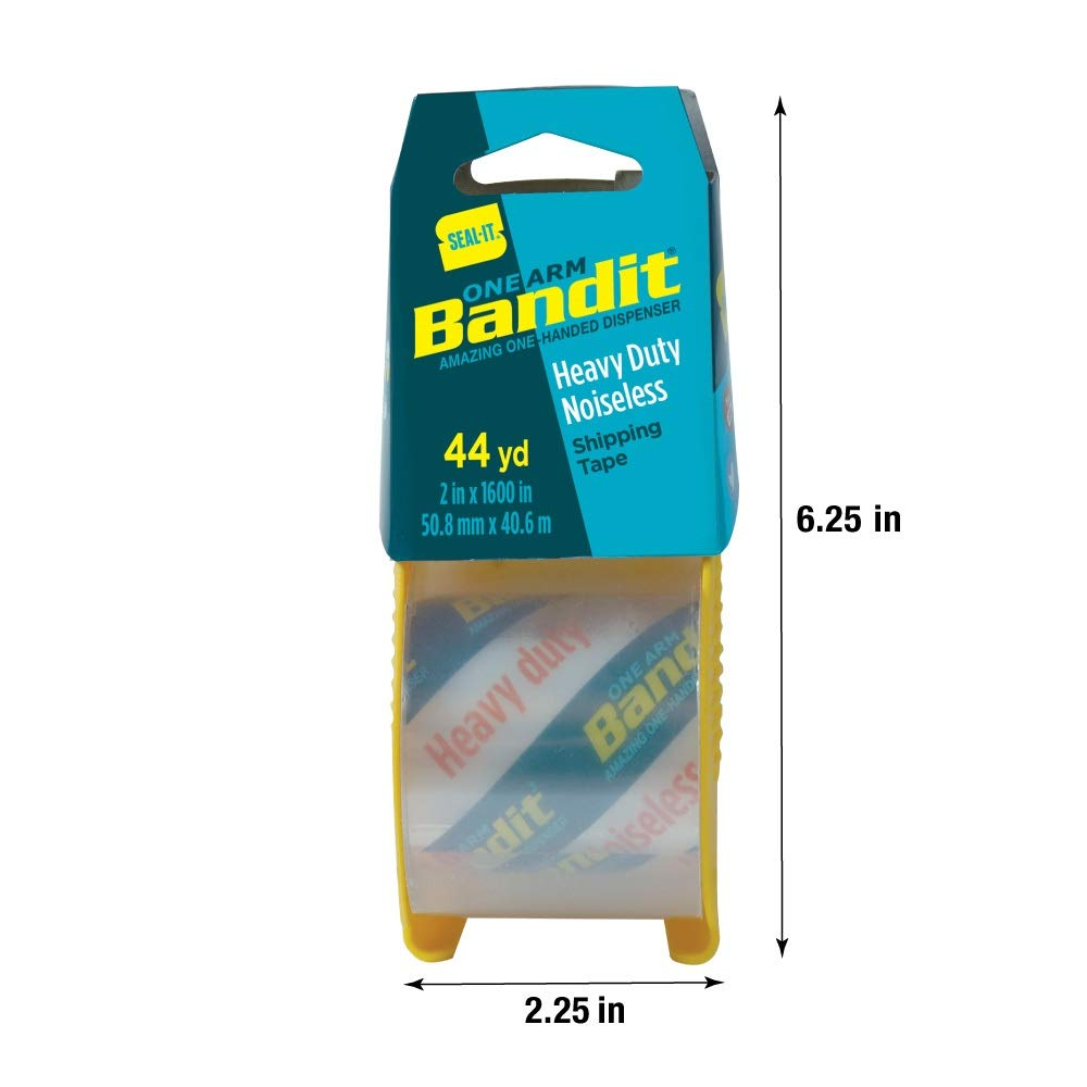 Seal-It Bandit Shipping Tape in Noiseless One Arm Dispenser, 6 Pack, 2" X 1600" Each Noiseless with One Arm Dispenser image number 4