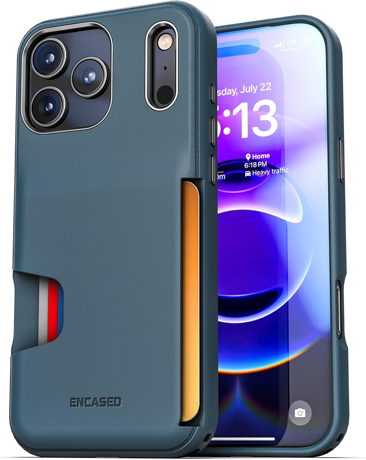 ENCASED Card Case for Iphone 16E Wallet Case with Secure Credit Card Holder Slot (Cache Series), Matte Black