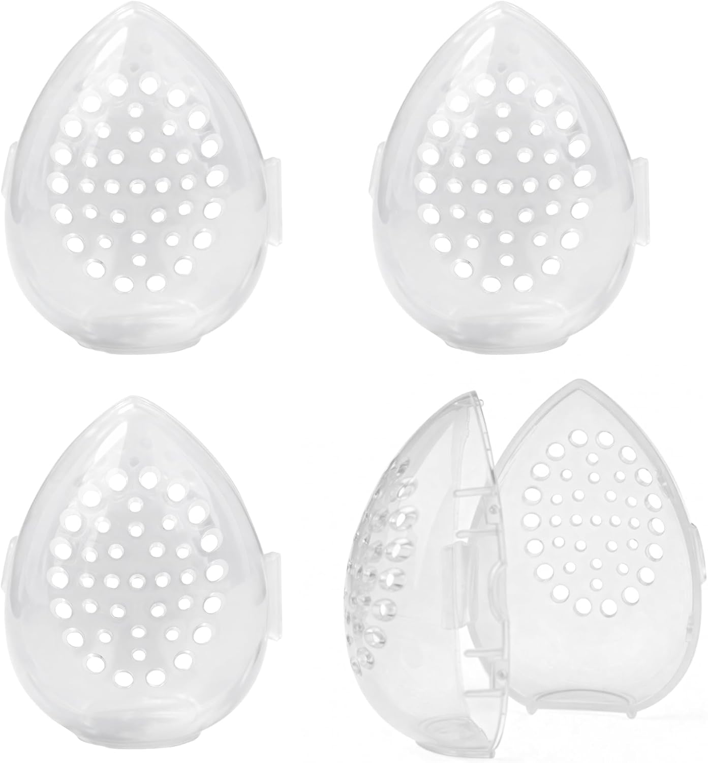 Framendino, 4 Pack Beauty Blender Sponge Container Breathable Makeup Case Clear Pink