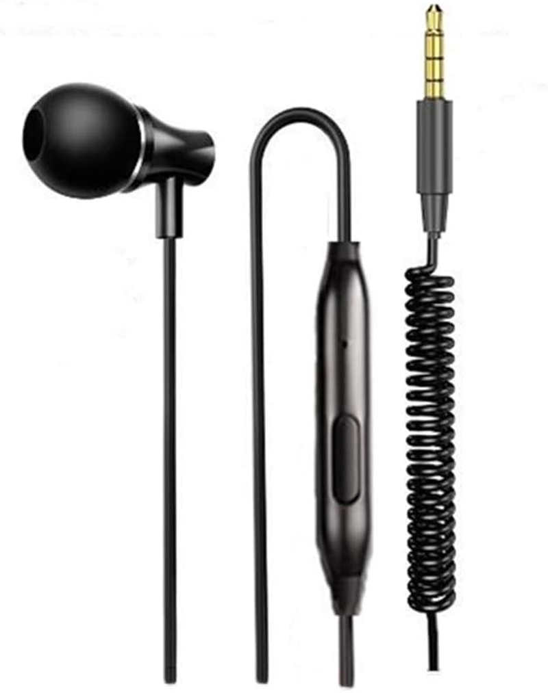 Single Side Earphone In-Ear Stereo to Mono Ear Bud,Metal Noise Isolating Earplugs with Mic, Spring Coil Reinforced Cord image number 2