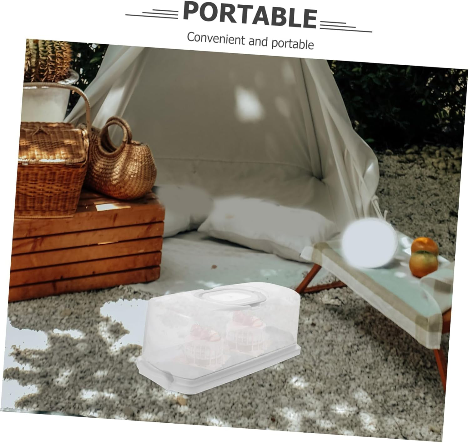 Hoement Bread Storage Box Rectangular Bread Carrier Lid and Handle Airtight Cake Container Reusable PP Material image number 1