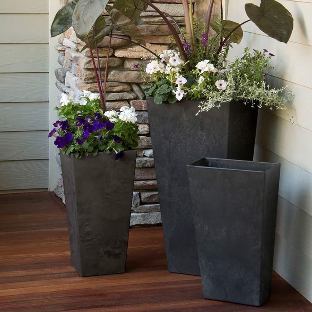 Artstone 35138 Ella Tall Planter, Black, 13.5-Inch image number 5