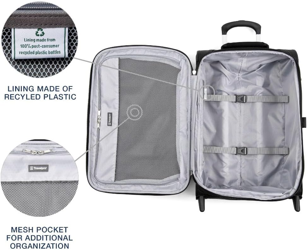 Travelpro Maxlite 5 Softside Expandable Upright 2 Wheel Luggage, Lightweight Suitcase, Men and Women, Black, Carry-On 22-Inch, Maxlite 5 Softside Lightweight Expandable Upright Luggage image number 3