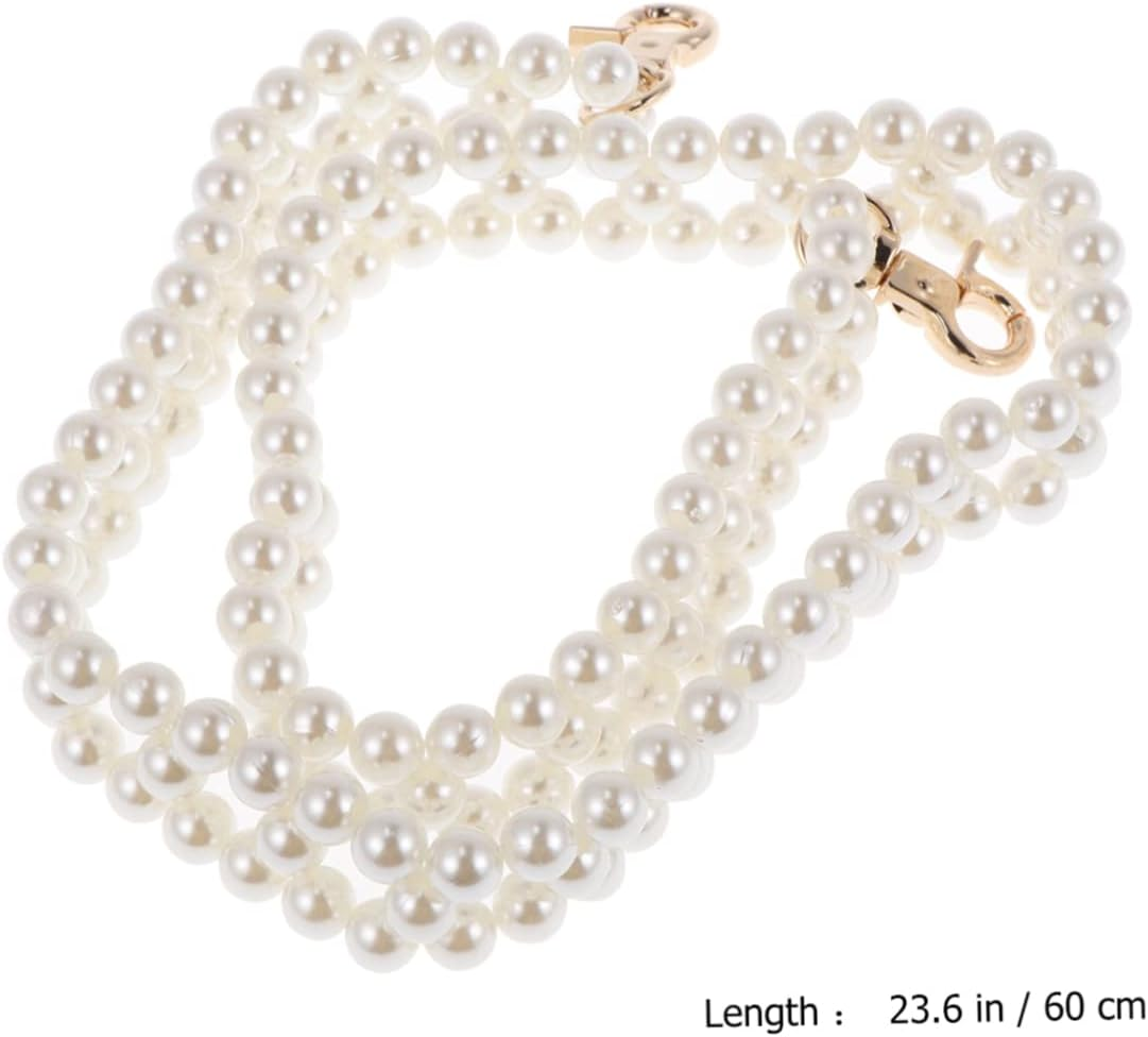 Angoily Double Row Pearl Bag Chain Replacement Strap Handbag Chain for Women Stylish Detachable Accessory for Crossbody Shoulder Bags for DIY Upgrading Your Purse image number 4