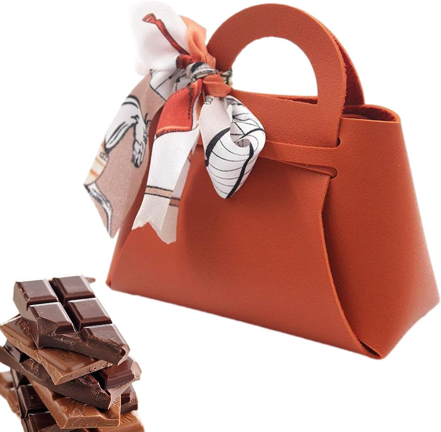 Leather Candy Gift Bag - Leather Gift Wrapping Boxes with Ribbon, Chocolate Candy Bag Wedding | Small Gift Boxes, Gift Bag for Baby Shower, Christmas, Wedding