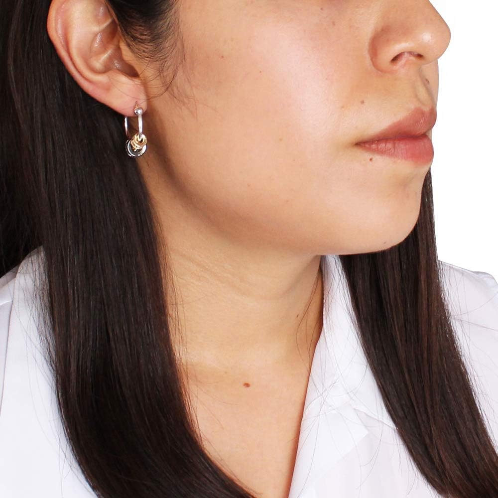 Nine West "High Stakes" Multi-Tone Petite Slider Hoop Earrings image number 2