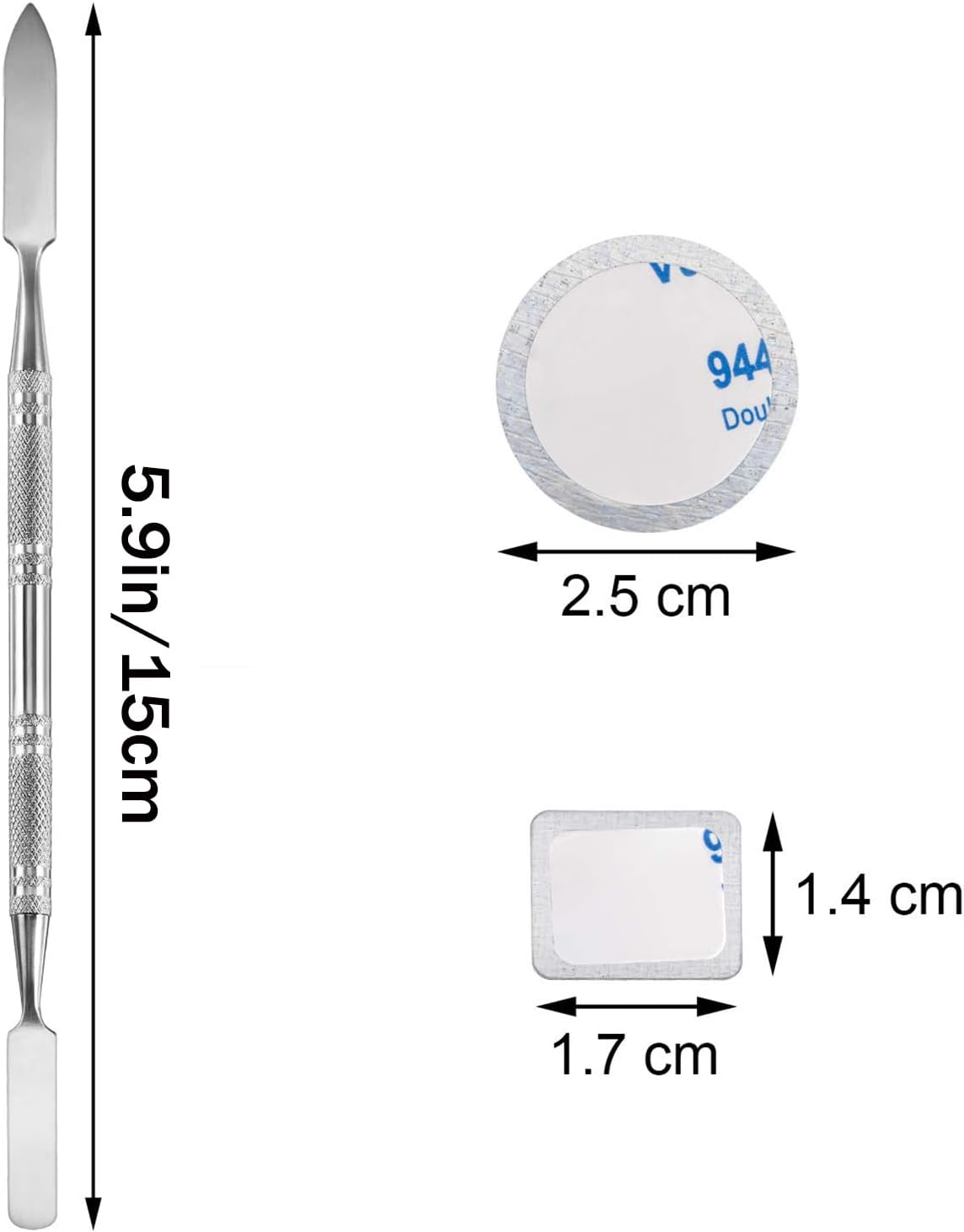 101 Pack Metal Stickers for Eyeshadow Palette Set, Includes 1 Makeup Depotting Tool, 50 Pieces Square Adhesive Empty Metal Stickers and 50 Pieces round Makeup Colorful Palette Sticker image number 4