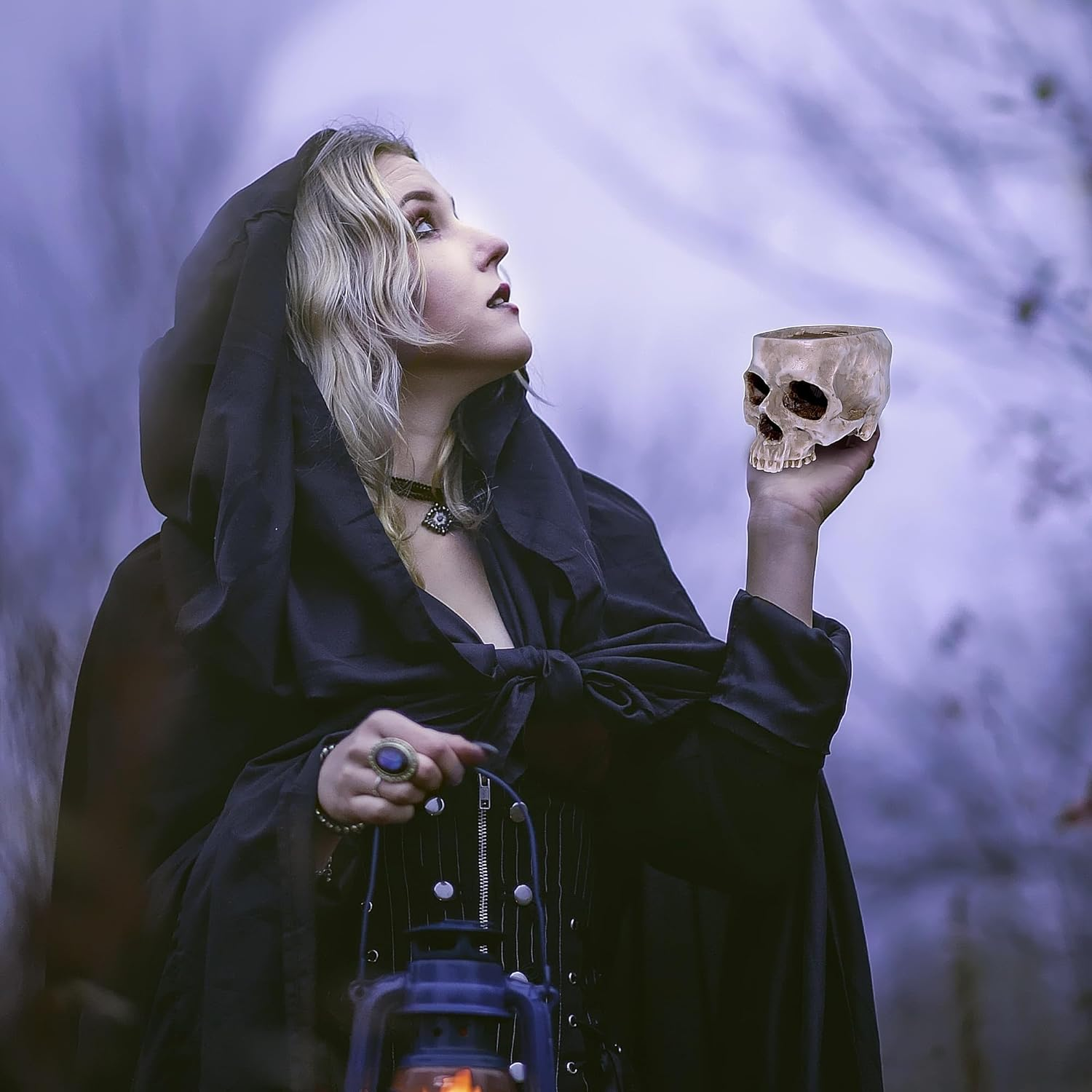 READAEER Skull Bowl Resin Skull Shaped Planter Flower Pot Candy Bowl for Home Office Indoor Desk Decorations - White image number 4