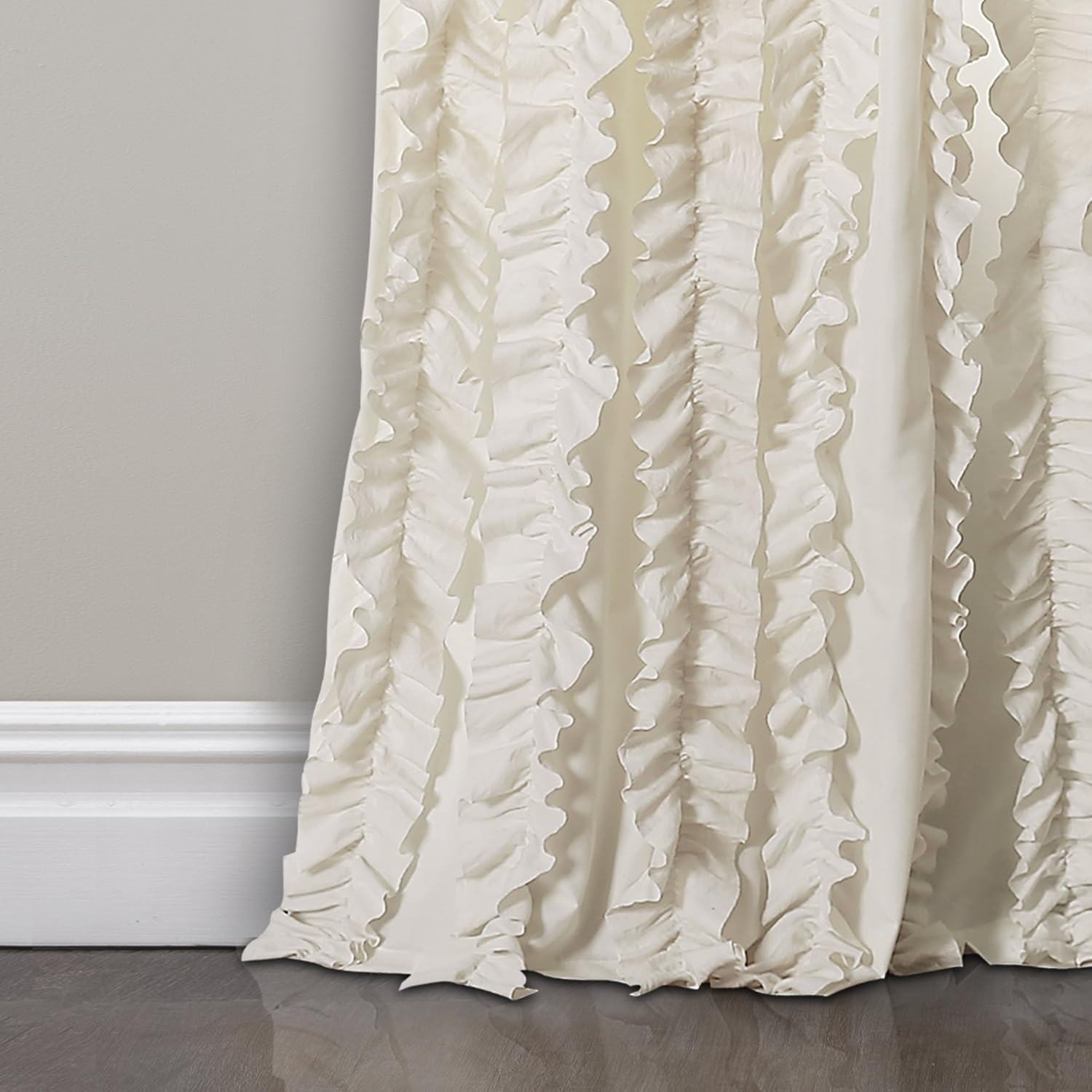 Lush Decor, Ivory Sophia Ruffle Curtain | Textured Window Panel Set for Living, Dining Room, Bedroom (Pair), 84&rdquo; X 40, 84" X 40" image number 3