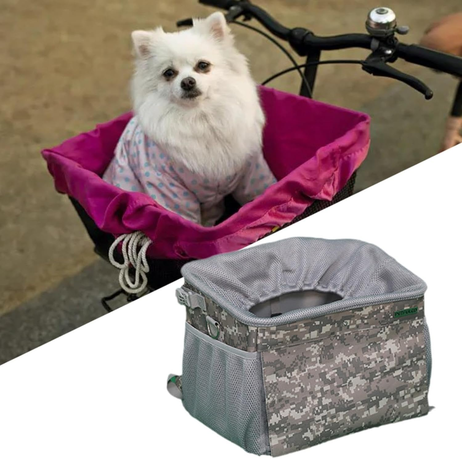 Perfk Dog Bike Basket Pet Carry Bag Pet Carrier Backpack Ventilated Foldable Detachable Soft Large Pet Bicycle Basket for Pet Dogs image number 4