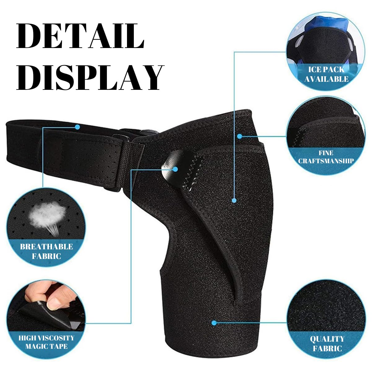 Adjustable Shoulder Support Brace with Pressure Pad for Men and Women, Perfect for Torn Rotator Cuff, Tendonitis, Dislocation, AC Joint Pain Relief, and Bursitis, Fits Right or Left Shoulder image number 5