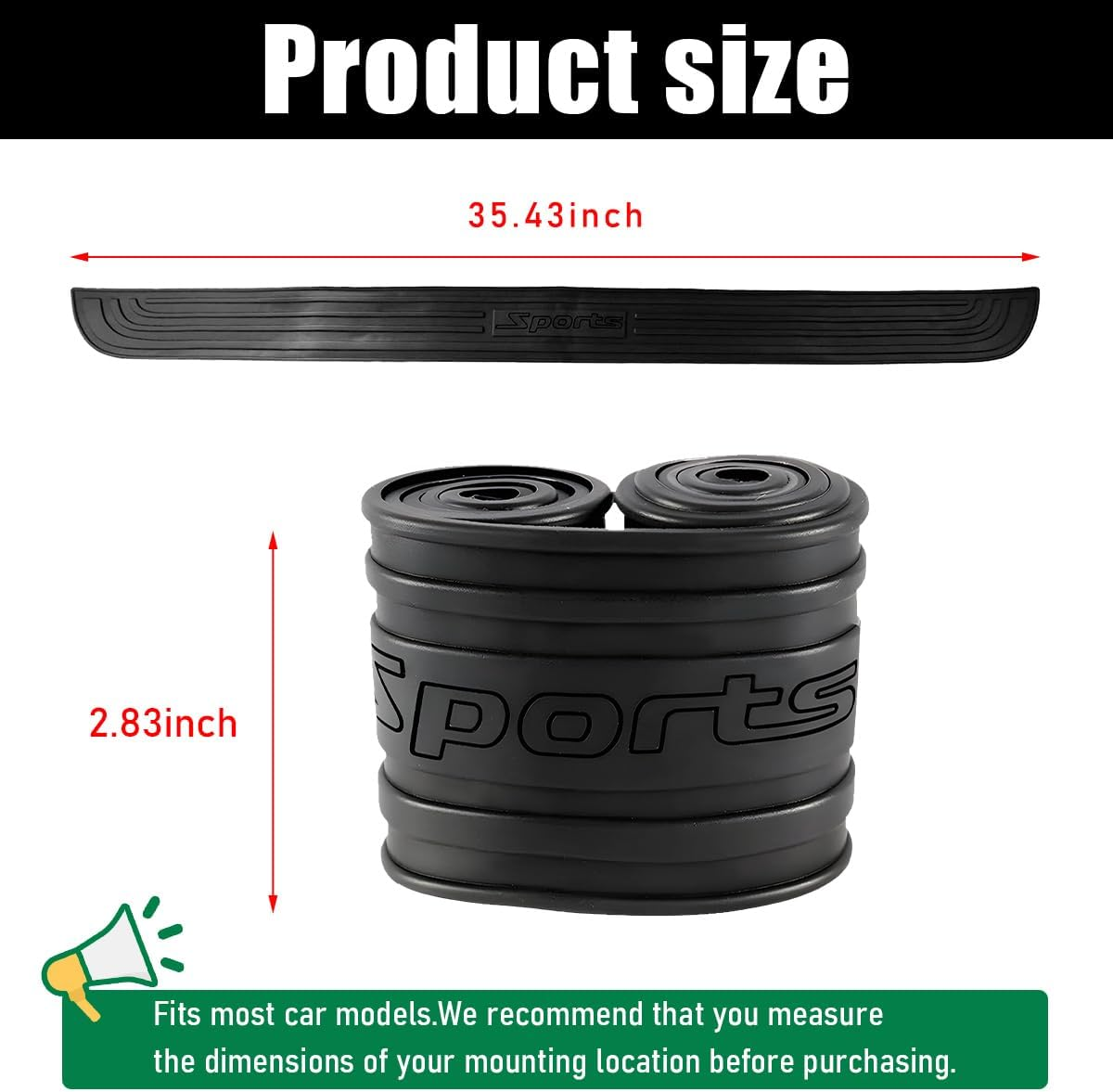 Car Rear Bumper Guard, Anti-Scratch Auto Trunk Door Entry Protector, Non-Slip Bumper Protection Strip for Most Cars, Suvs, Trucks, Universal Exterior Car Accessories (Sport, 35") image number 2