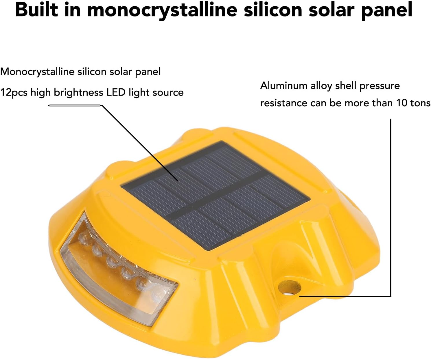 LED Driveway Lights, IP68 Waterproof High Brightness Solar Dock Lights Easy Installation Safe for Garden for Patio (Yellow Light)
