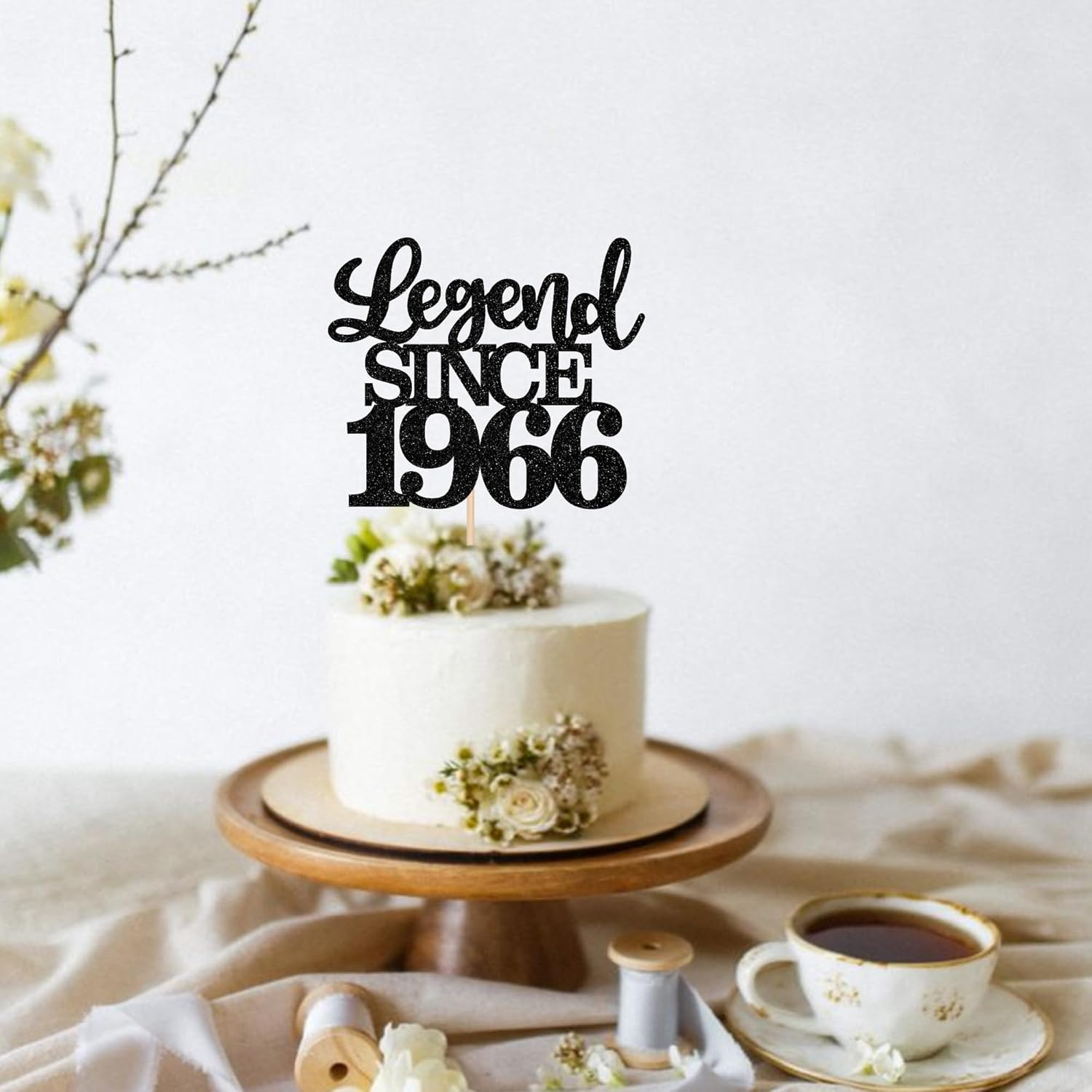 1 Pack Legend since 1966 Cake Topper Glitter Happy 60Th Birthday Cake Pick 60 Fabulous Cake Decorations for Cheers to 60Th Birthday Wedding Anniversary Party Supplies - 20Th image number 6