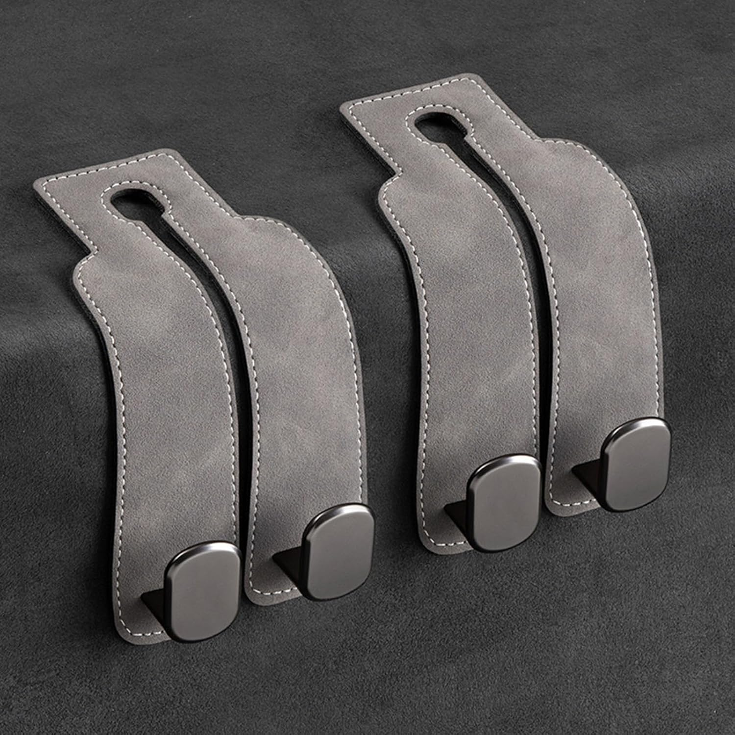 Car Seat Headrest Hook, 2 Pack Leather Car Seat Storage Hanger for Purses and Bags, Car Organization Accessories (2, Black)