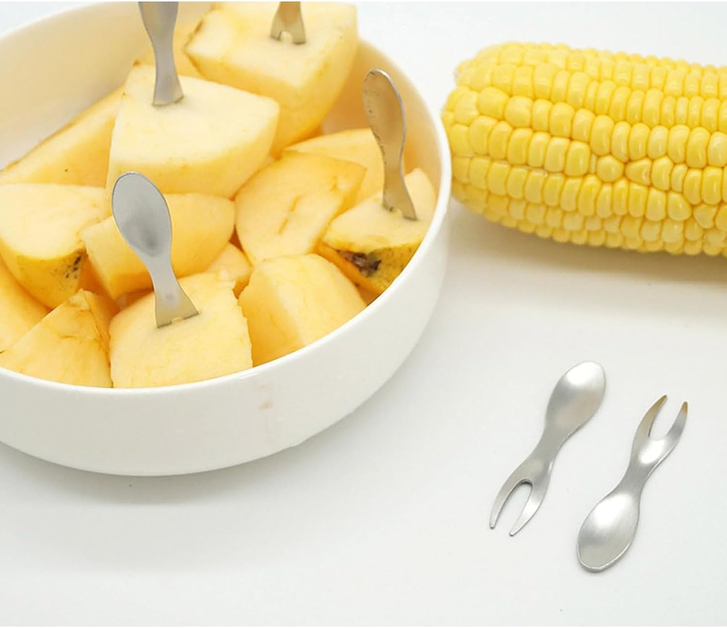 EOMECUIGAO Stainless Steel Corn Holders 10PCS Perfect for Corn on the Cob Fruits Snacks Ideal for Picnics Barbecues Parties