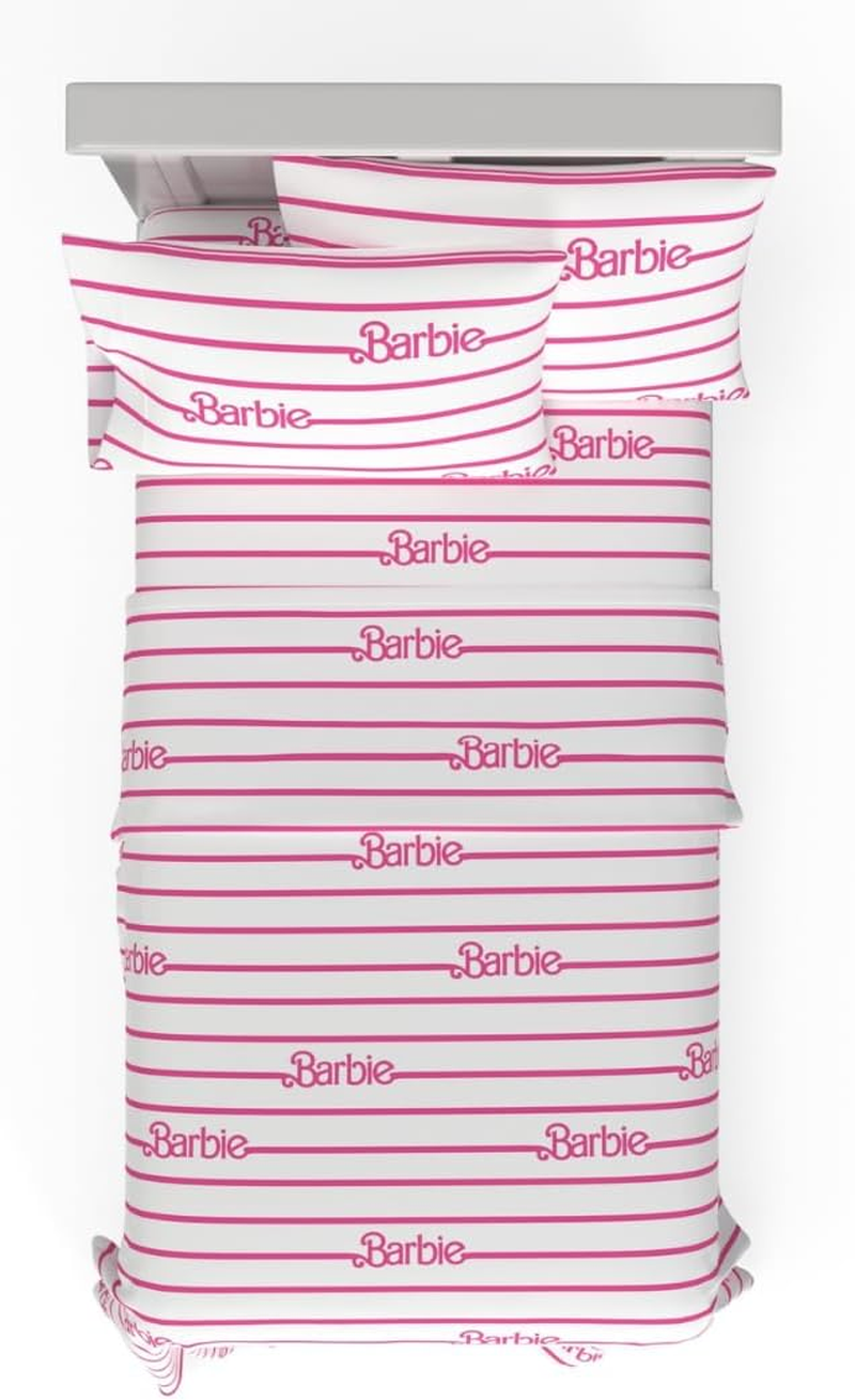 Franco Collectibles Barbie Logo Bedding Super Soft Cozy Microfiber 4 Piece Full Sheet Set, (Officially Licensed Product)