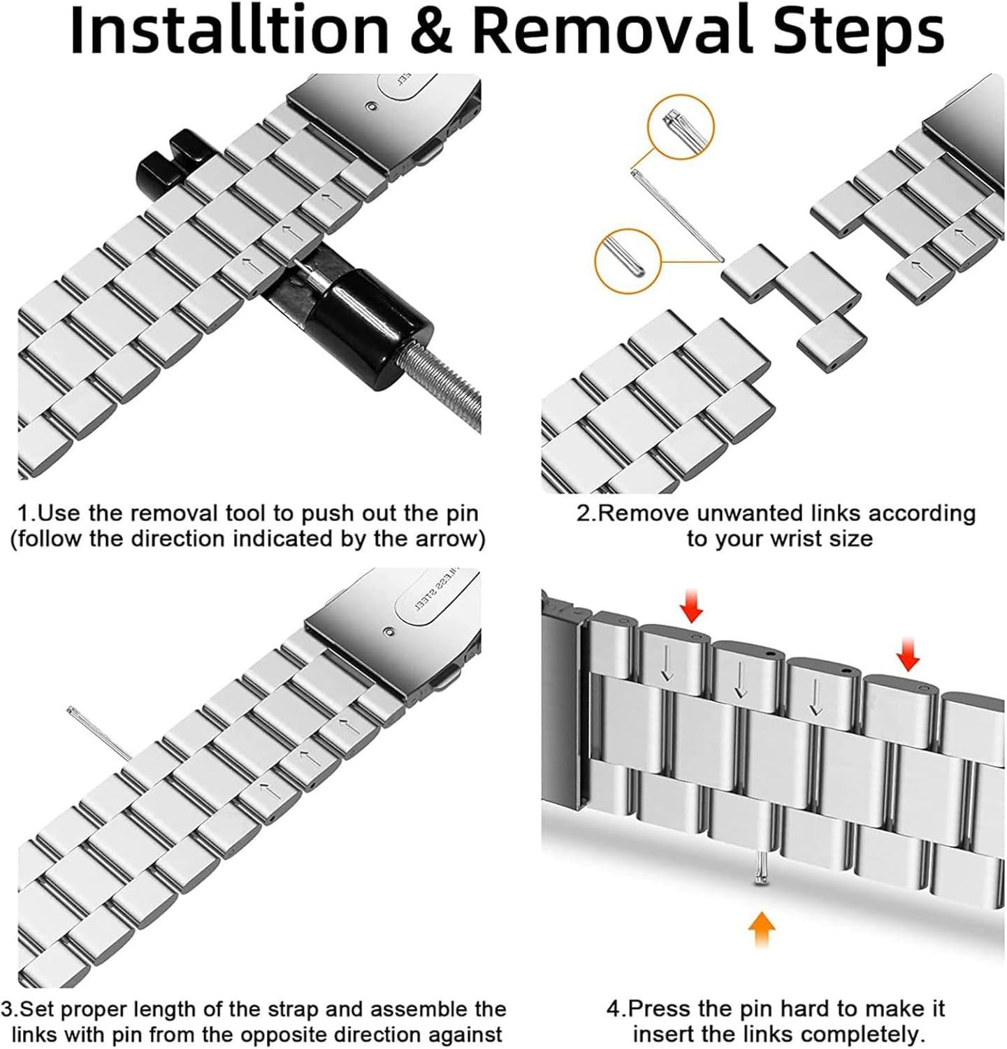 GIOPUEY Strap Compatible with Oneplus Watch 3, Stainless Steel Strap, Wear-Resistant, Stylish, Replacement Strap - Black image number 6