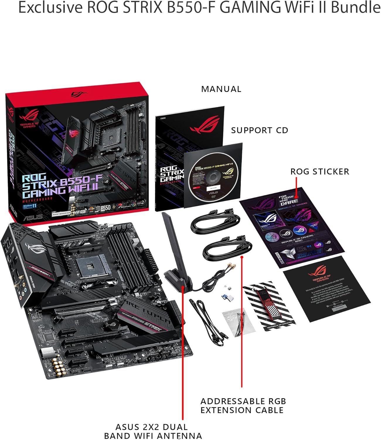 Asus ROG Strix B550-F Gaming Wifi II AMD AM4 (3Rd Gen Ryzen) ATX Motherboard (Pcie 4.0,Wifi 6E, 2.5Gb LAN, BIOS Flashback, HDMI 2.1, Addressable Gen 2 RGB Header and Aura Sync) image number 2